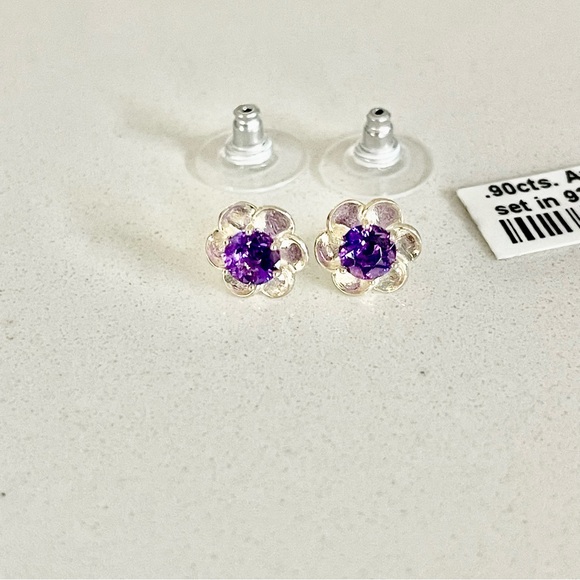 Sterling Silver 925 Amethyst earrings - Picture 4 of 8